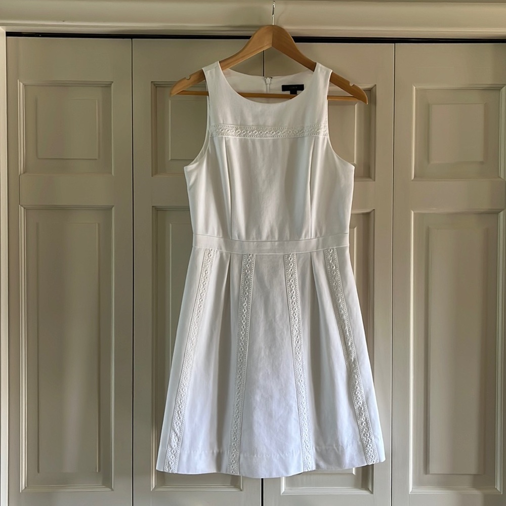 J. Crew White Sleeveless A-Line Cotton Dress